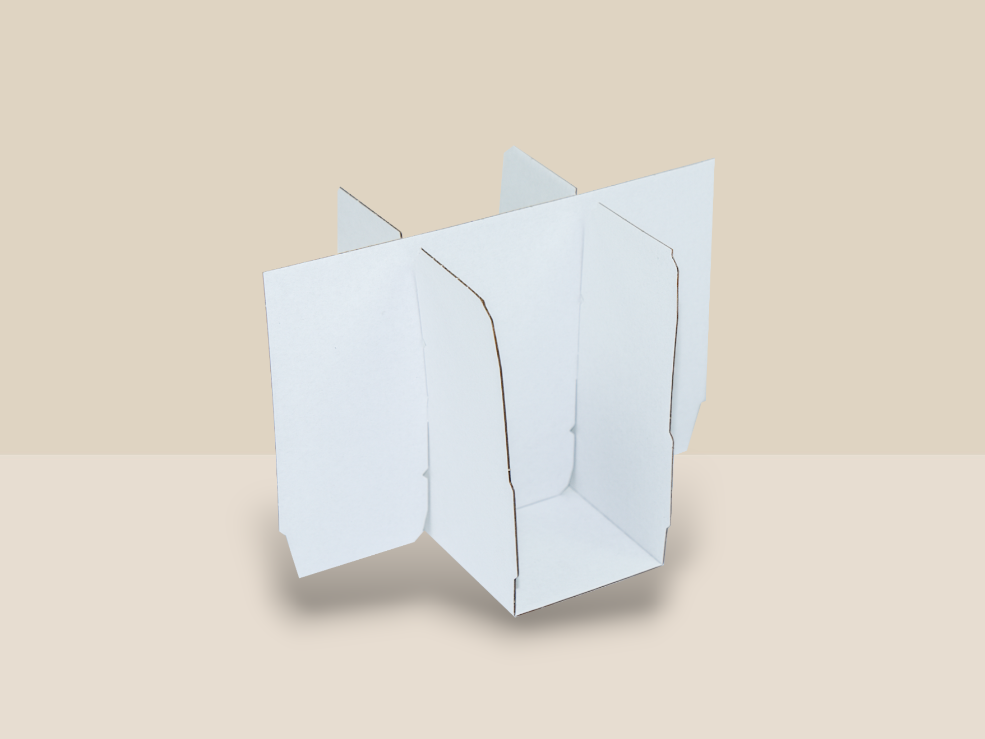 calage carton blanc à insérer dans un packaging à destination de transport de produits en verres.